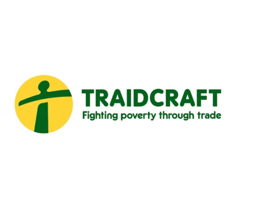 Traidcraft fair trade logo in geen and yellow