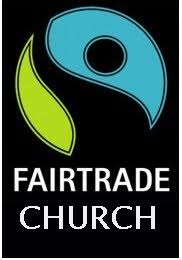 Fairtrade Church logo promoting Fair Trade Shop opening times